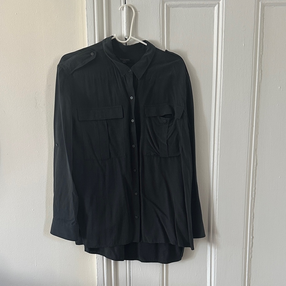 All Saints Black Casual Button-Down Shirt
